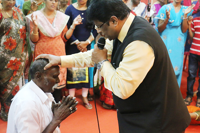 People thronged into the Night Vigil held at Prayer center by Grace Minstry in Mangalore here on Sep 2, 2017. Many received countless miracles, healing, and deliverance. 